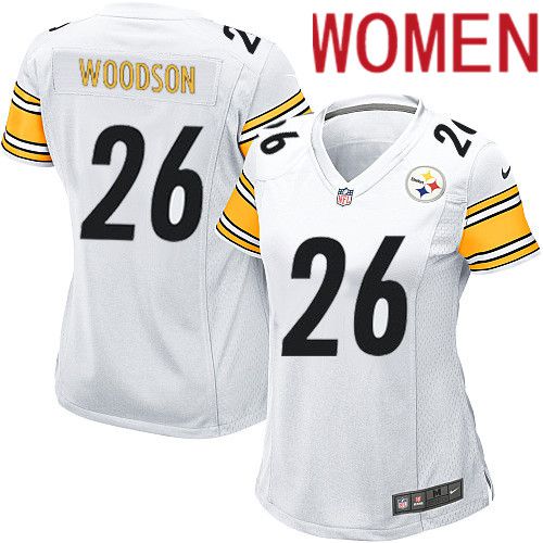 Women Pittsburgh Steelers 26 Rod Woodson Nike White Game NFL Jersey
